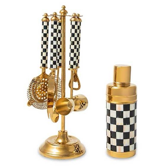 Mackenzie-Childs BlackWhiteGold Bar Set